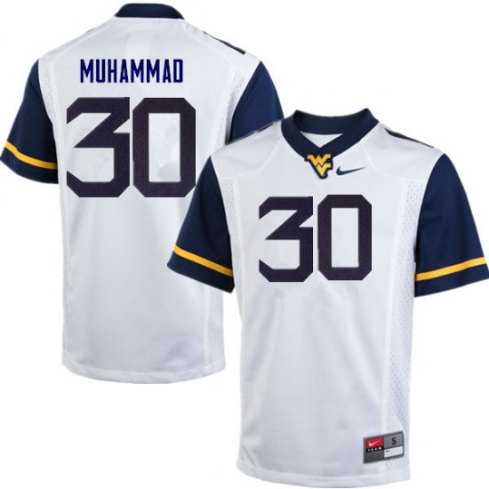 Men's West Virginia Mountaineers NCAA #30 Naim Muhammad White Authentic Nike Stitched College Football Jersey ZY15G57NM